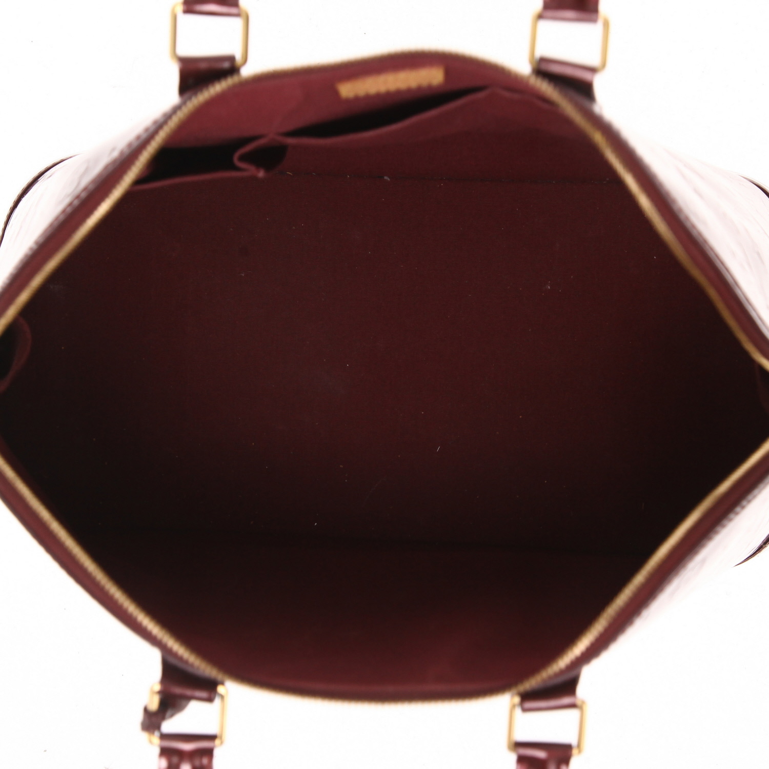 Sac à main Louis Vuitton  Alma grand modèle  en cuir verni monogram bordeaux - Detail D3