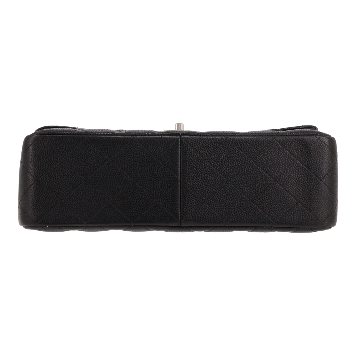 Chanel  Timeless Jumbo shoulder bag  in black quilted grained leather - Detail D1