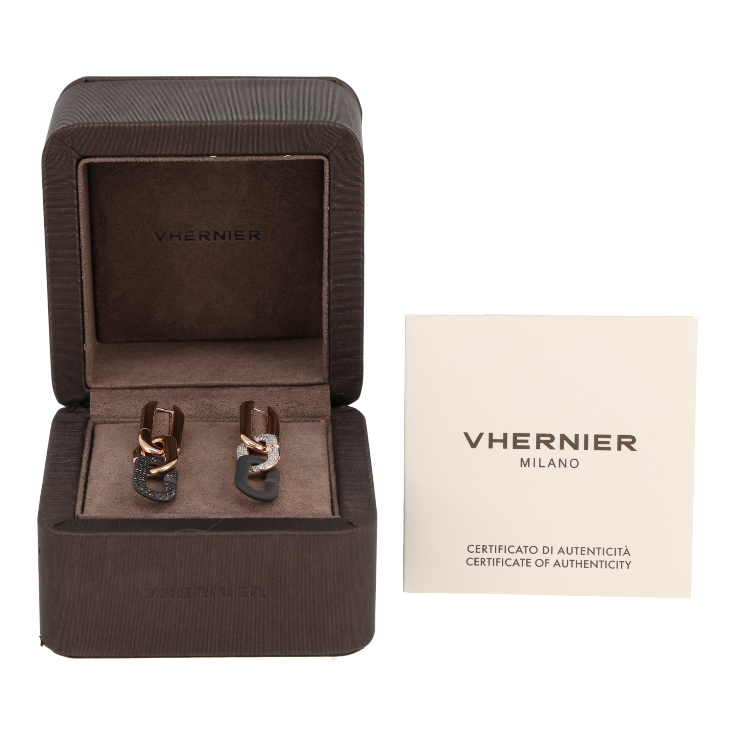 Orecchini trasformabili Vhernier Mon Jeu in oro rosa, oro bianco, titanio e diamanti - Detail D2