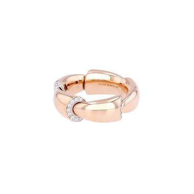 Bague semi-rigide Vhernier Calla en or rose et diamants