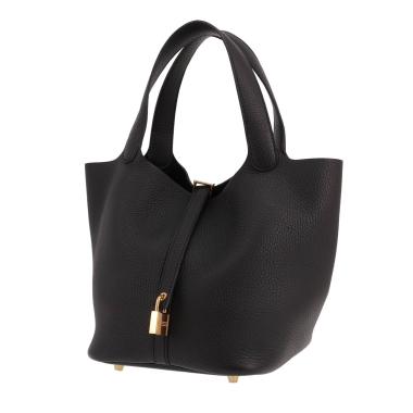Bolso de mano Hermès  Picotin 22 cm en cuero togo negro