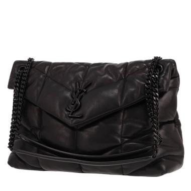 Sac bandoulière Saint Laurent  Puffer petit modèle  en cuir matelassé noir