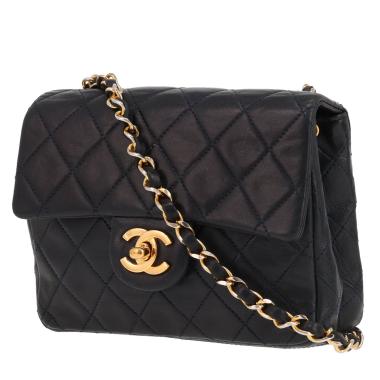 Chanel  Timeless Mini Carré shoulder bag  in navy blue quilted leather