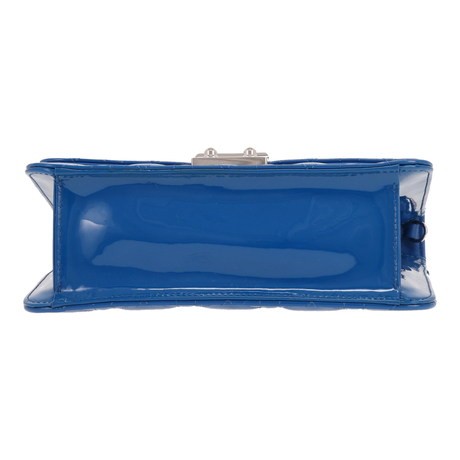 Sac bandoulière Dior  Promenade en cuir verni bleu - Detail D1