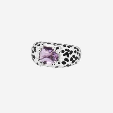 Dior Mitzah ring in white gold, lacquer and amethyst