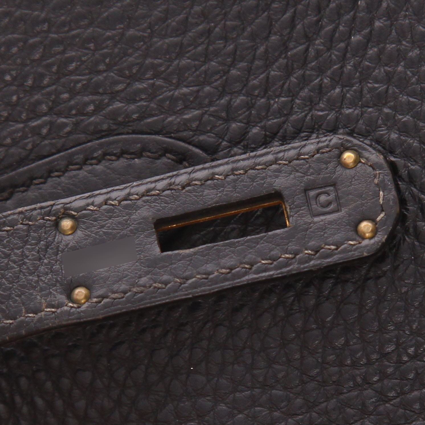 Sac à main Hermès  Birkin 35 cm en cuir togo noir - Detail D4