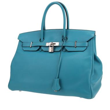 Bolso de mano Hermès  Birkin 35 cm en cuero swift Bleu Izmir