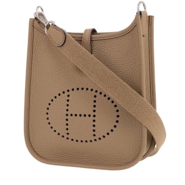 Bolso bandolera Hermès  Mini Evelyne en cuero taurillon clémence Beige Marfa