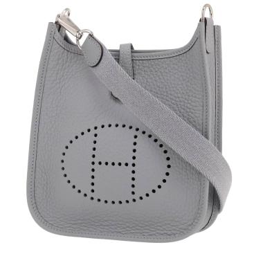 Borsa a tracolla Hermès  Mini Evelyne in pelle taurillon clemence Gris Pantin