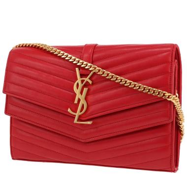Bolso bandolera Saint Laurent  Sulpice en cuero acolchado con motivos de espigas rojo