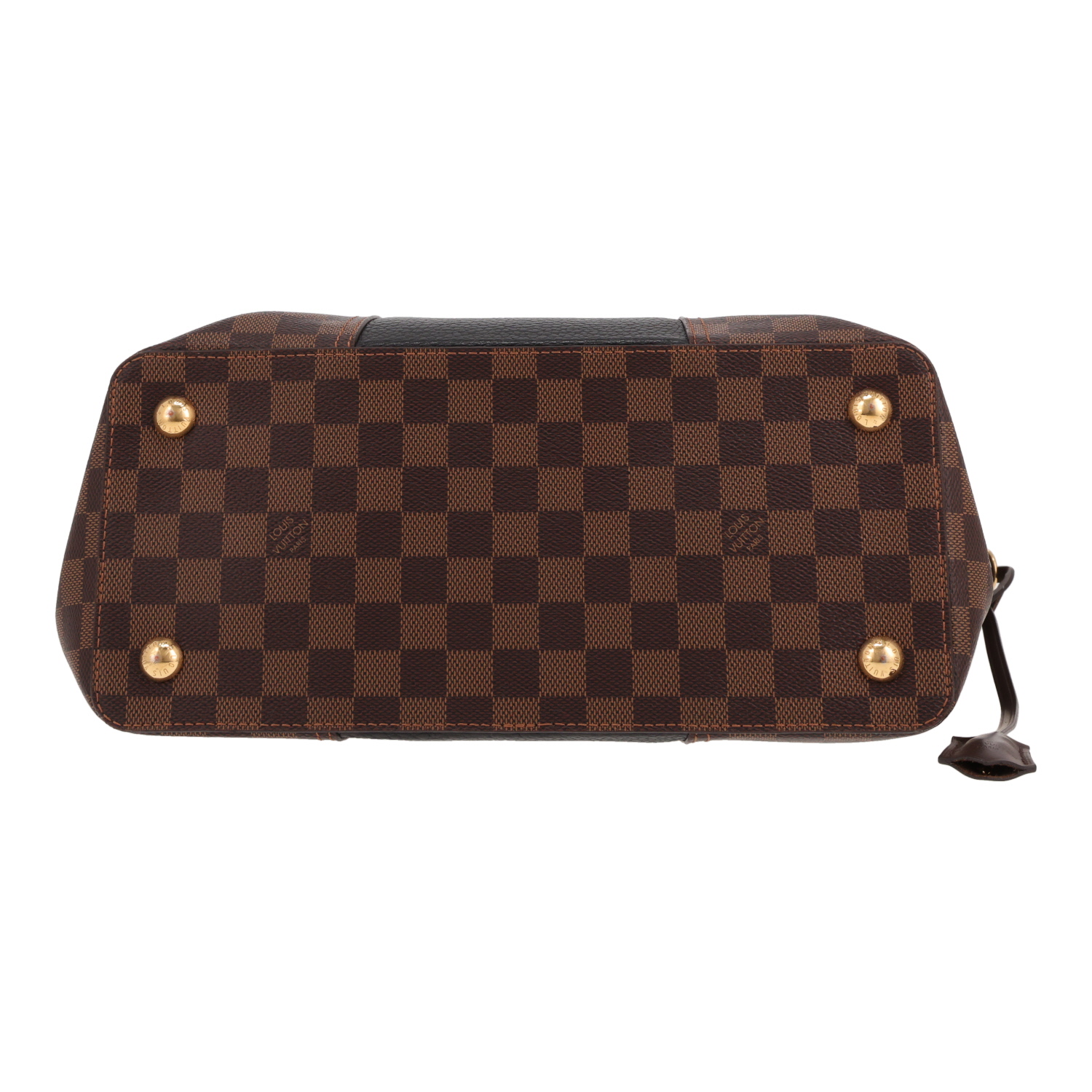 Borsa Louis Vuitton  Jersey in tela a scacchi marrone e pelle nera - Detail D1