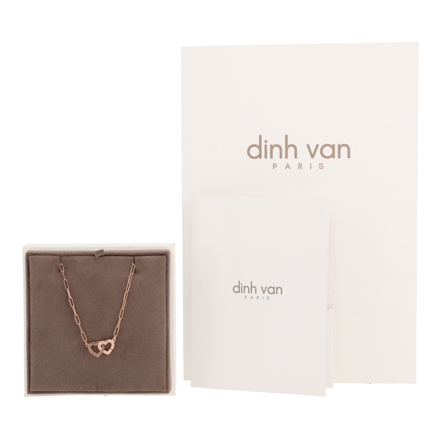 Collana Dinh Van Double Coeurs in oro rosa e diamanti - Detail D2