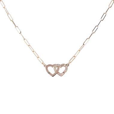 Dinh Van Double Coeurs necklace in pink gold and diamonds