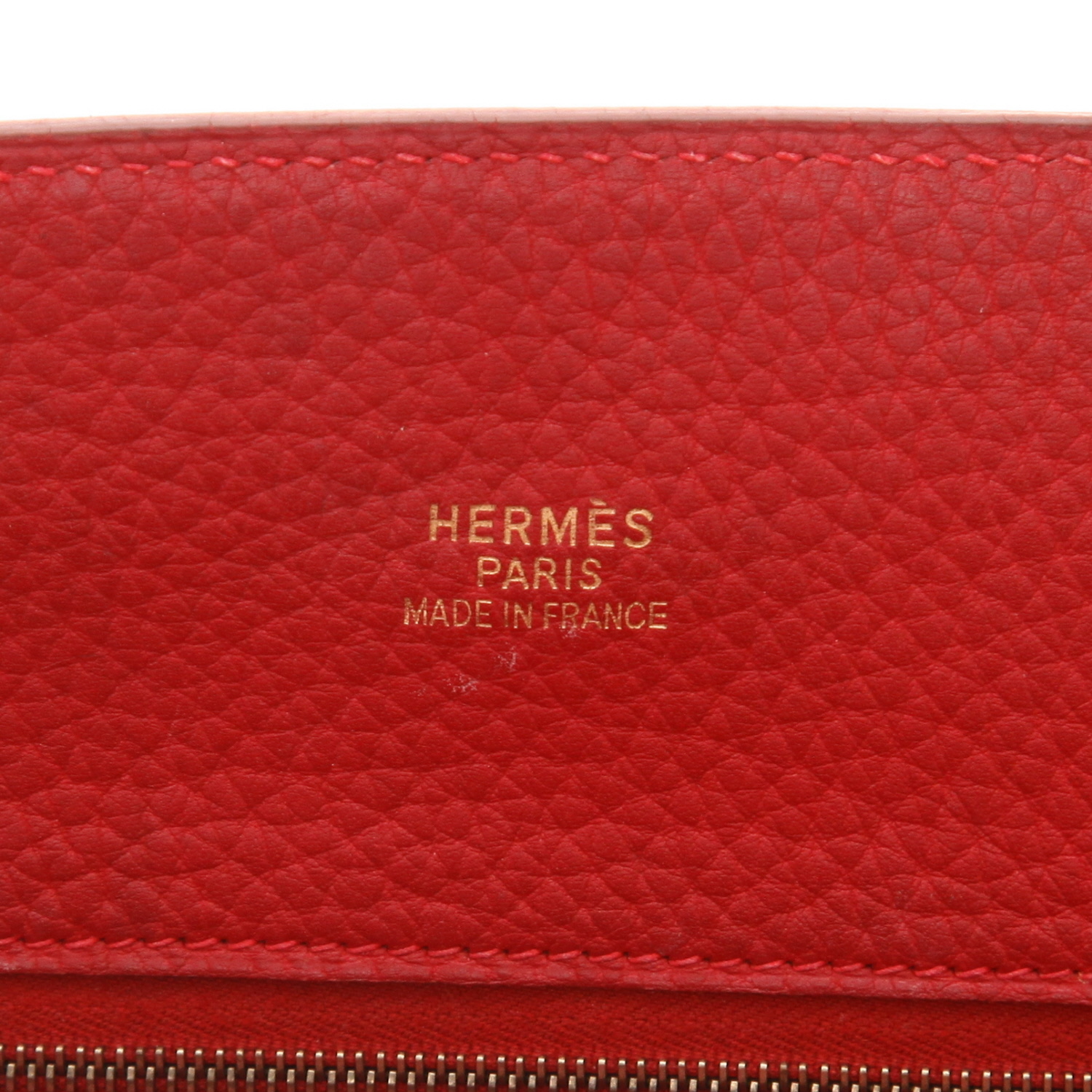 Hermès  White Bus handbag  in red togo leather - Detail D2