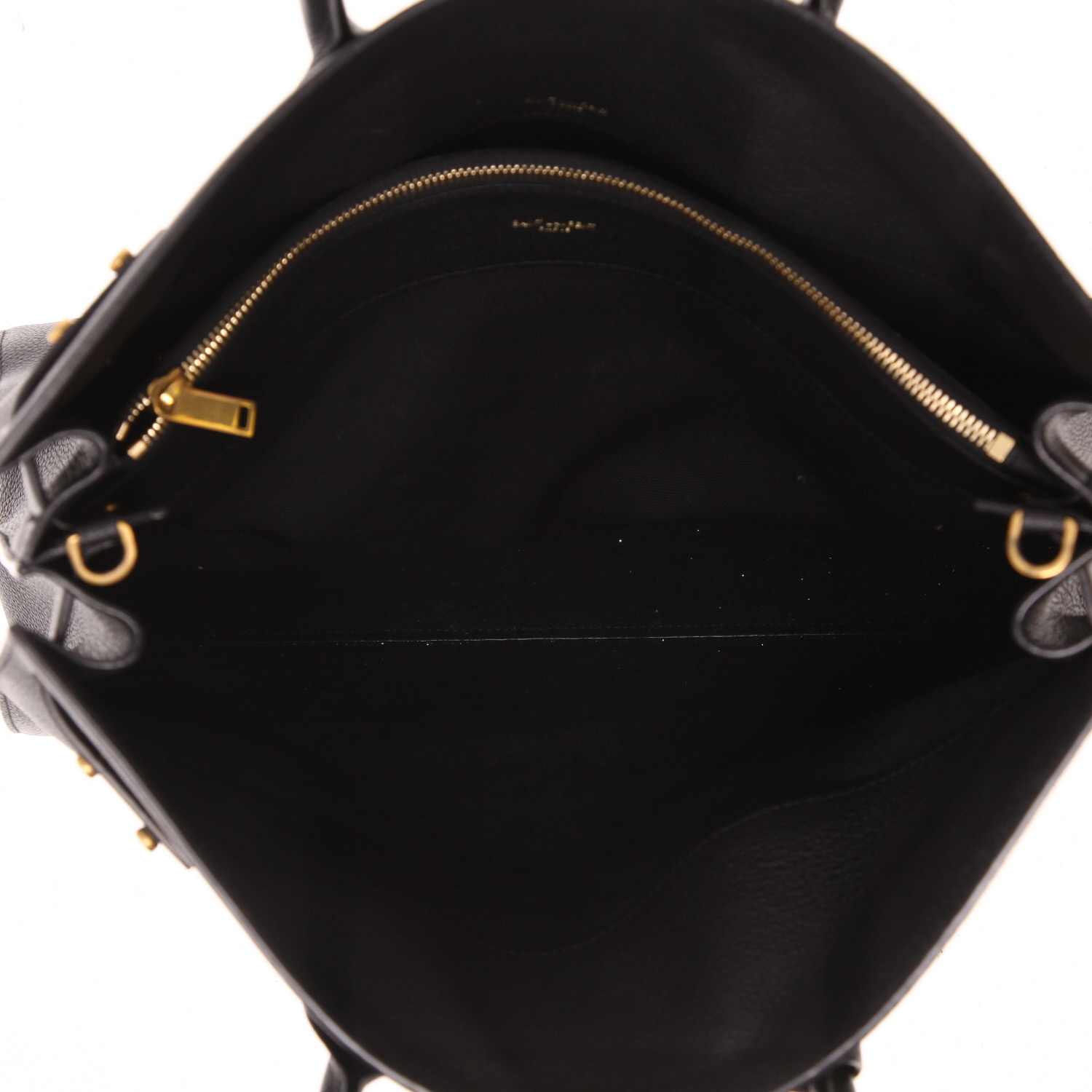 Bolso de mano Saint Laurent  Sac de jour modelo grande  en cuero granulado negro - Detail D3