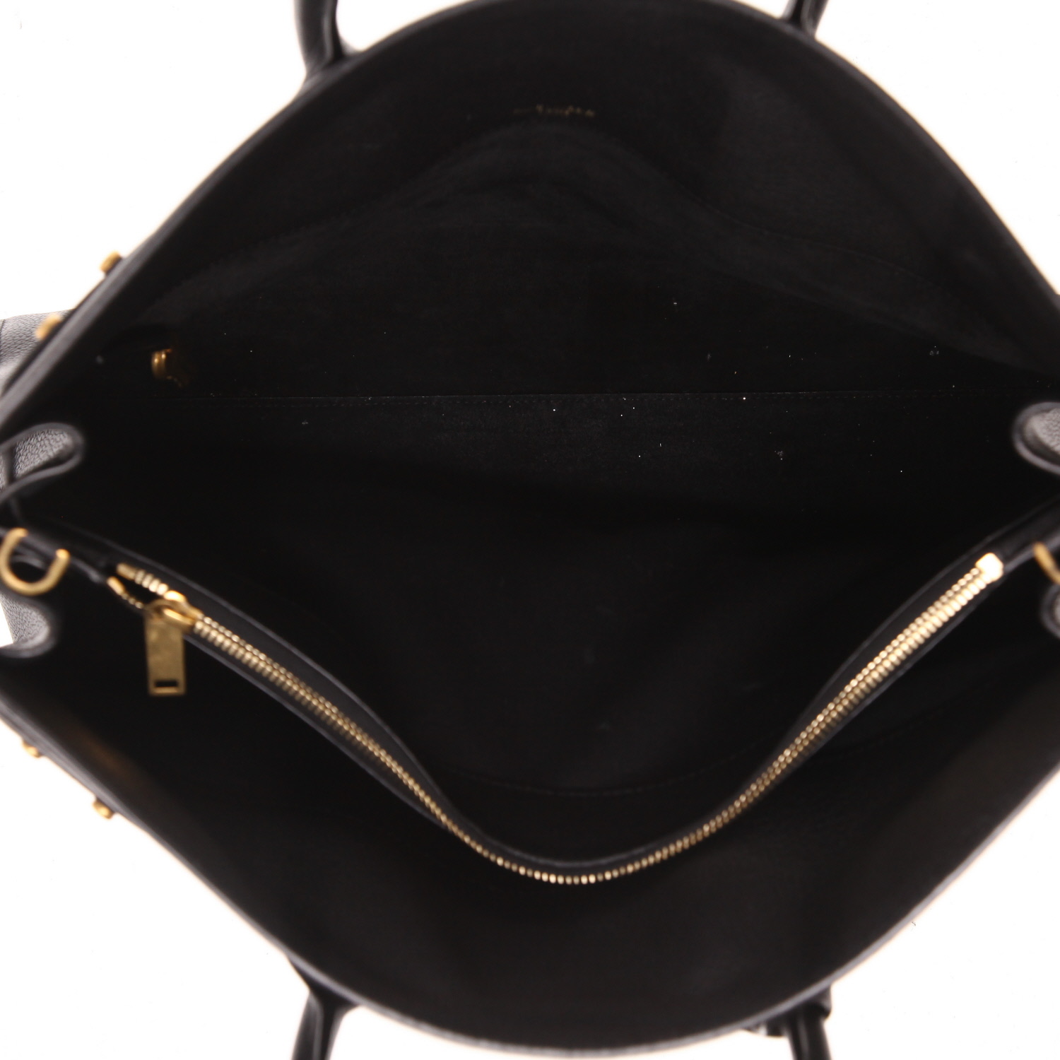 Bolso de mano Saint Laurent  Sac de jour modelo grande  en cuero granulado negro - Detail D4