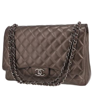 Bolso bandolera Chanel  Timeless Maxi Jumbo en cuero acolchado gris metalizado