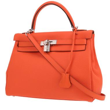 Borsa Hermès  Kelly 32 cm in pelle togo arancione Feu
