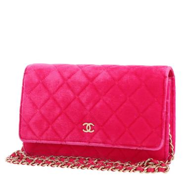 Bolso bandolera Chanel  Wallet on Chain en terciopelo rosa