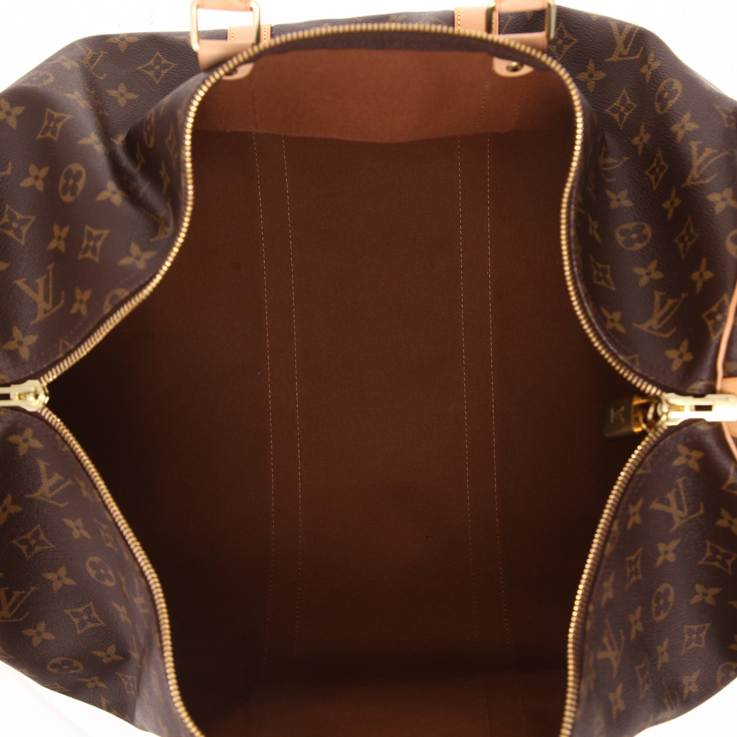 Louis Vuitton  Keepall 55 travel bag  in brown monogram canvas  and natural leather - Detail D3