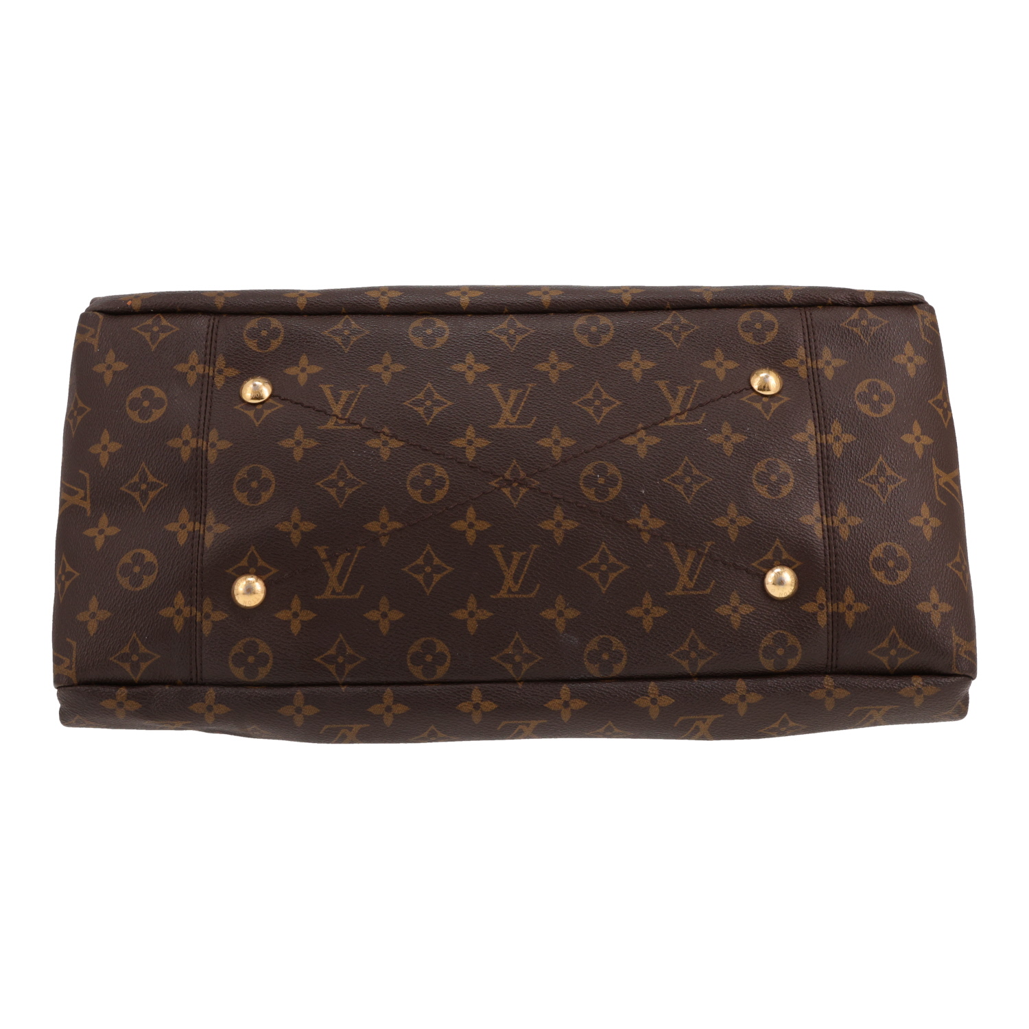 Bolso de mano Louis Vuitton  Artsy modelo mediano  en lona Monogram marrón y cuero natural - Detail D1
