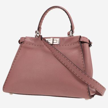 Fendi  Peekaboo Selleria handbag  in pink grained leather
