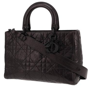 Bolso de mano Dior  Lady Dior en cuero cannage negro
