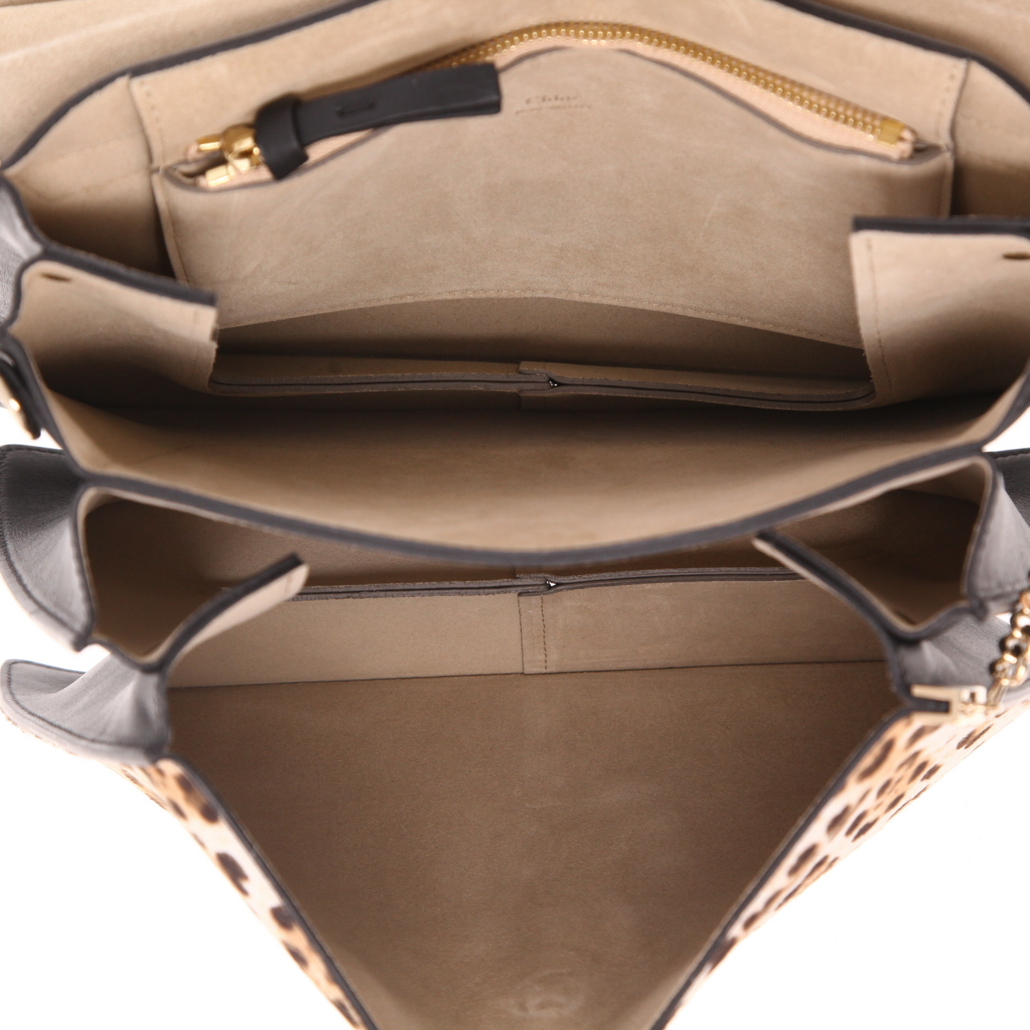 Sac à main Chloé  Faye en cuir noir et poulain léopard - Detail D3