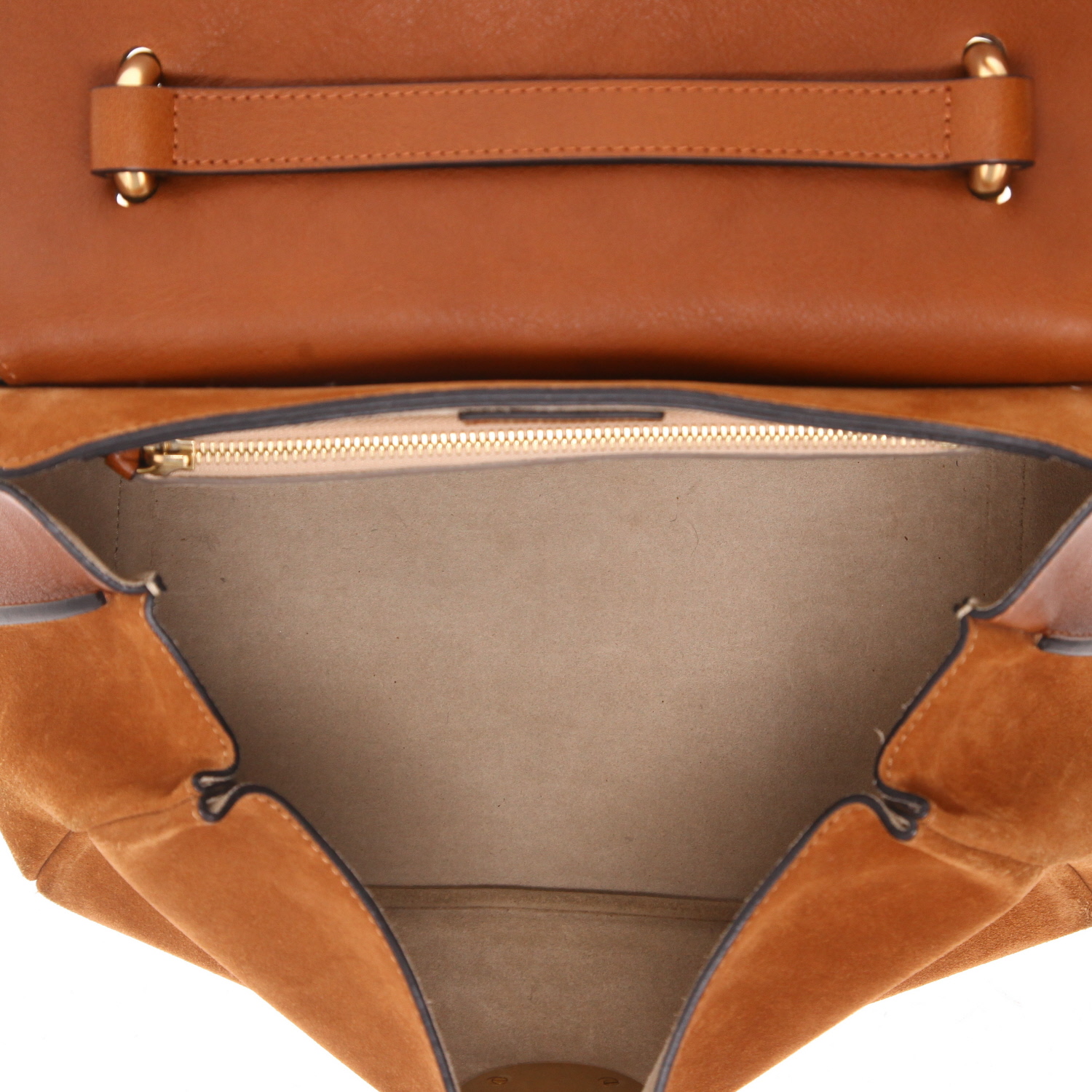 Bolso bandolera Chloé  Indy en Veau velours marrón y cuero marrón - Detail D3