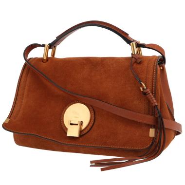 Bolso bandolera Chloé  Indy en Veau velours marrón y cuero marrón