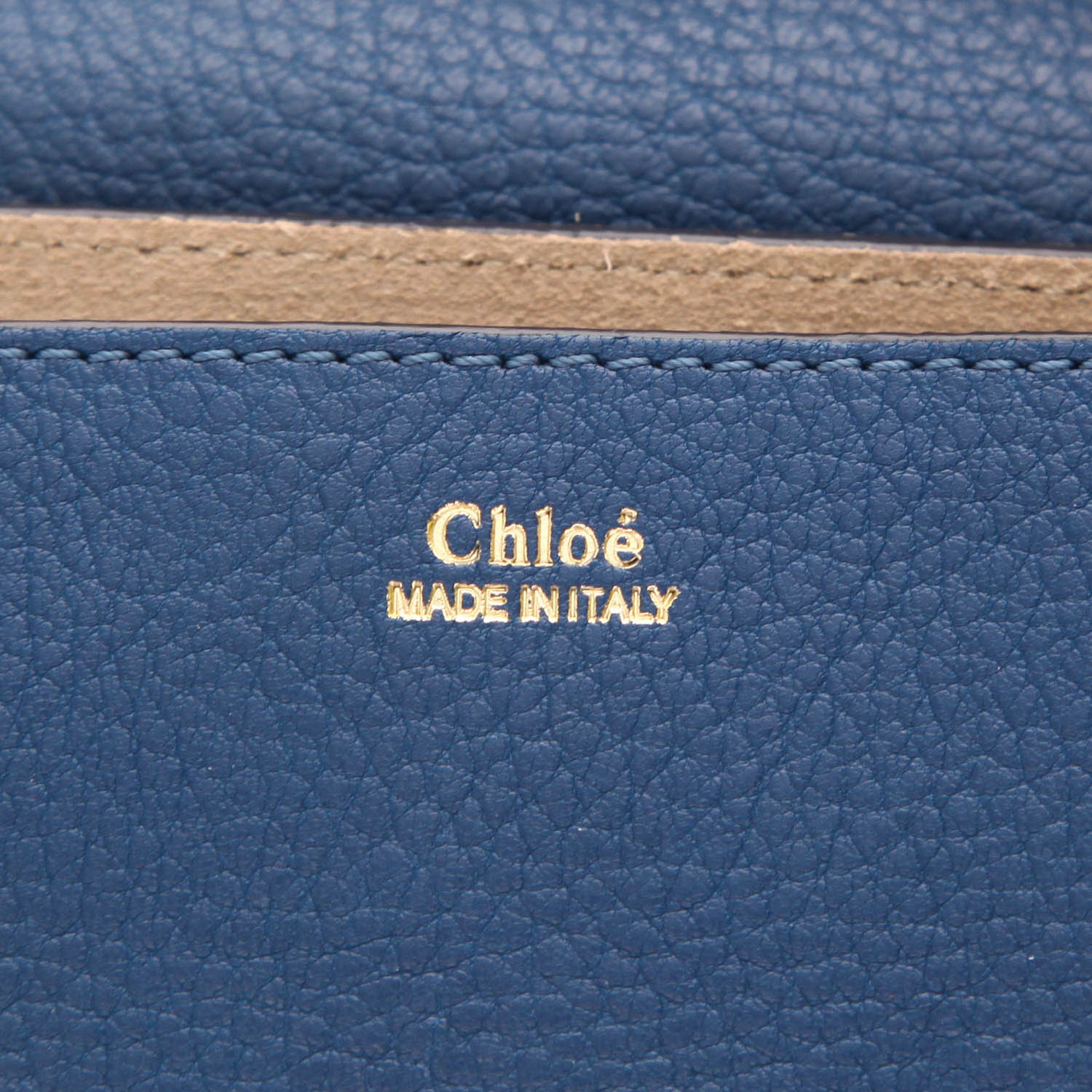 Sac bandoulière Chloé  Drew en cuir grainé bleu - Detail D2