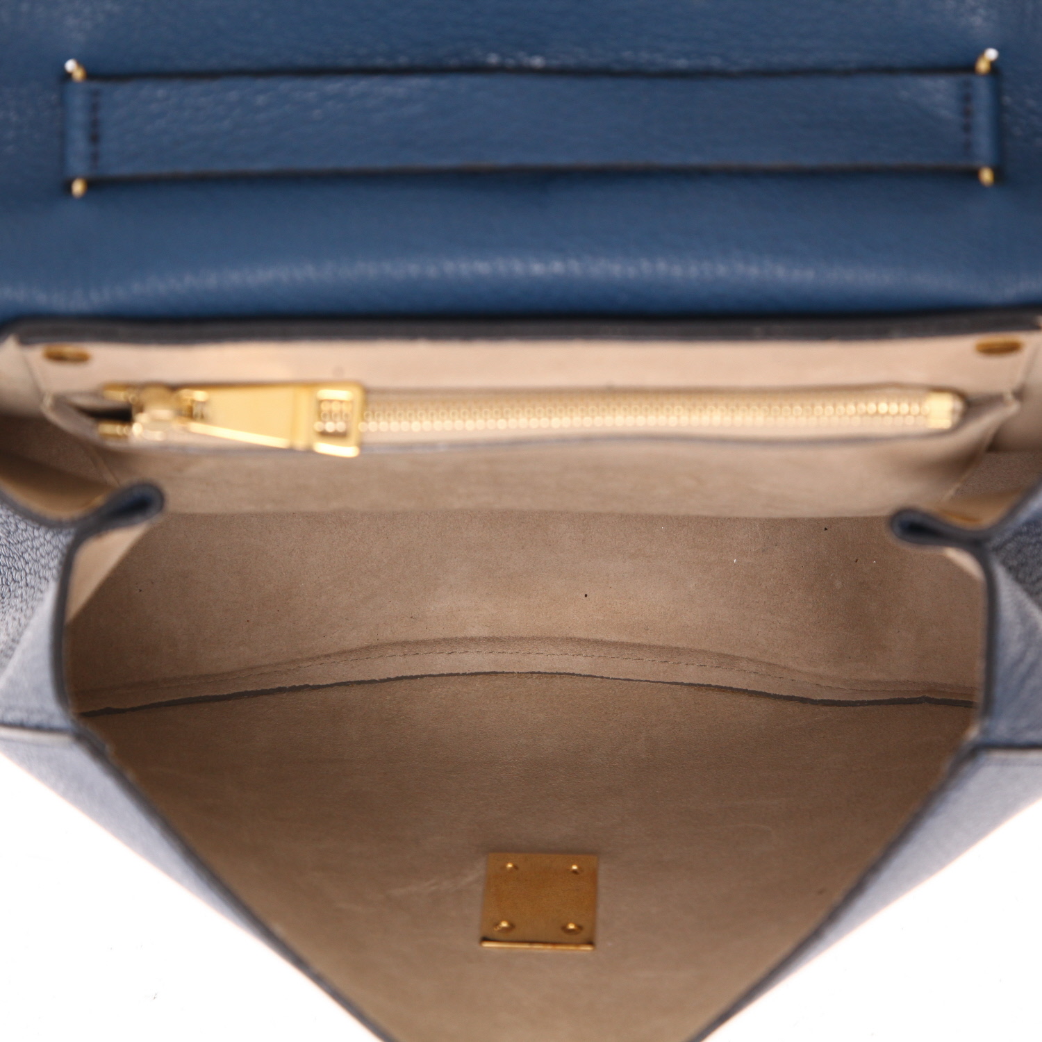 Sac bandoulière Chloé  Drew en cuir grainé bleu - Detail D3