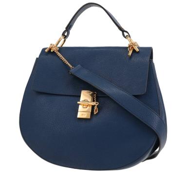 Borsa a tracolla Chloé  Drew in pelle martellata blu