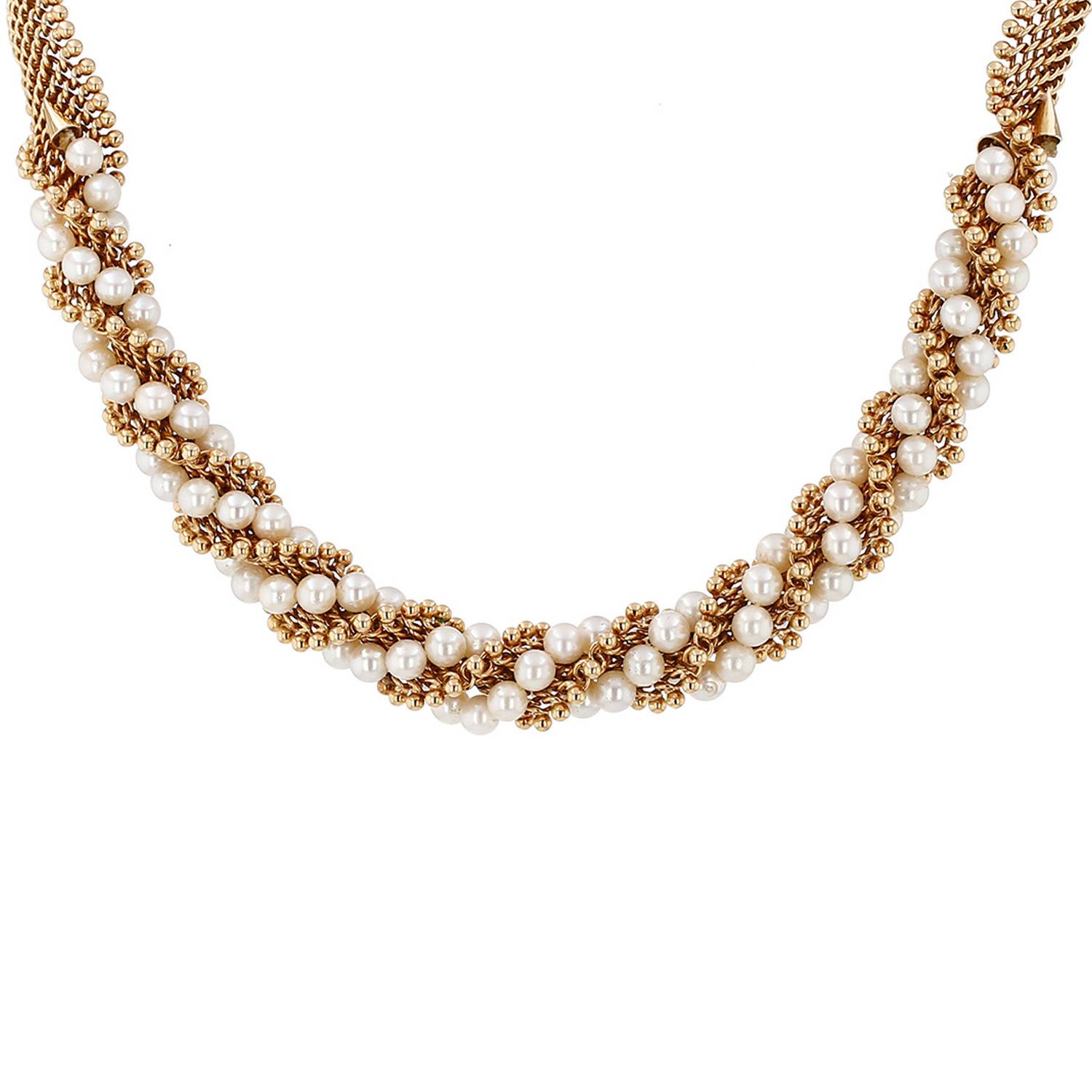 Collier années 1960 Piaget en or jaune et perles de culture