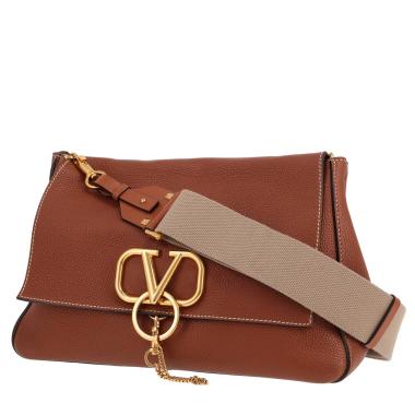 Bolso de mano Valentino Garavani   en cuero granulado marrón