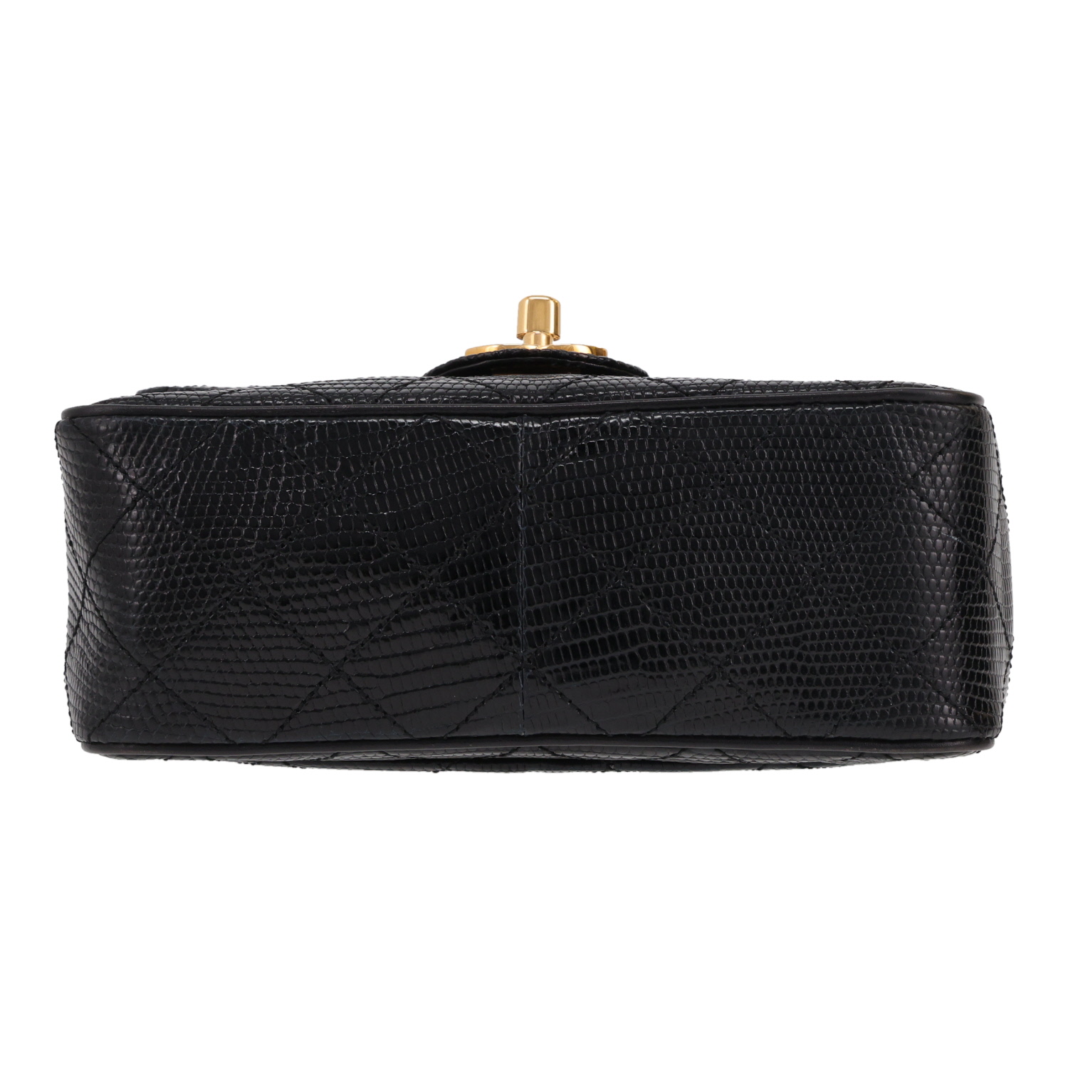 Chanel  Mini Carré shoulder bag  in black lizzard - Detail D1