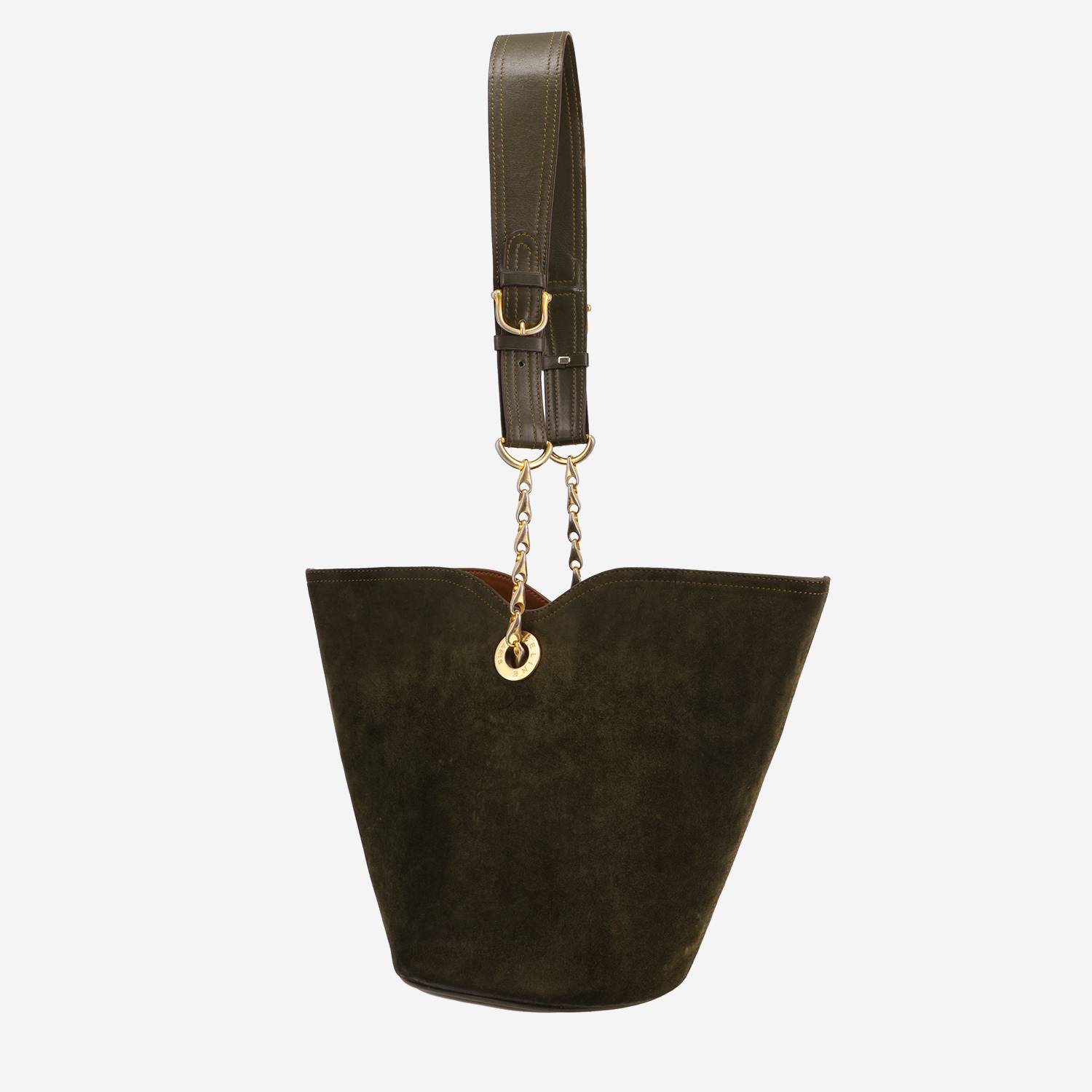 Borsa a tracolla Celine  Vintage in pelle verde kaki e Veau velours verde kaki