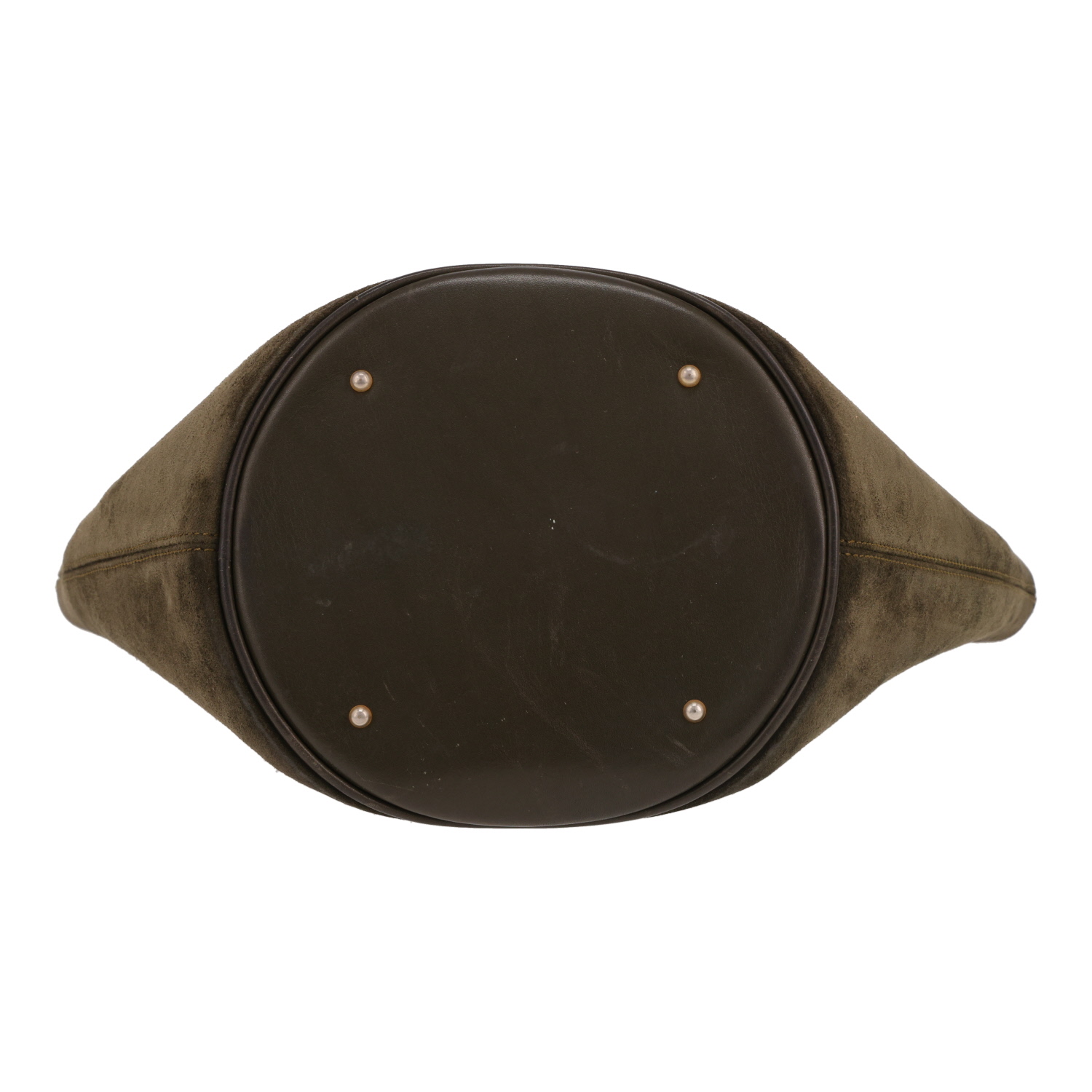 Sac bandoulière Celine  Vintage en cuir vert-kaki et Veau velours vert-kaki - Detail D1