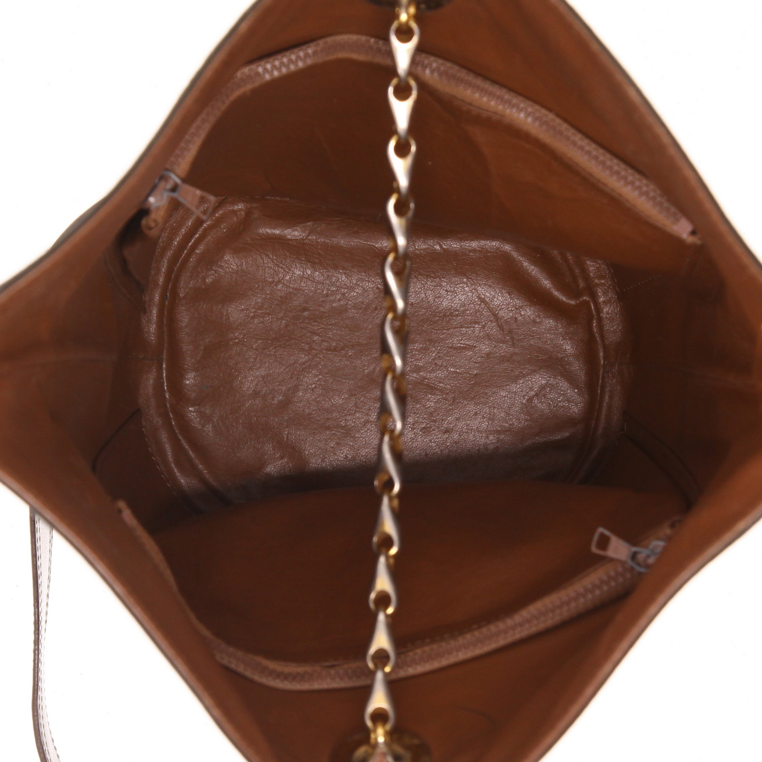 Bolso bandolera Celine  Vintage en cuero caqui y Veau velours caqui - Detail D3