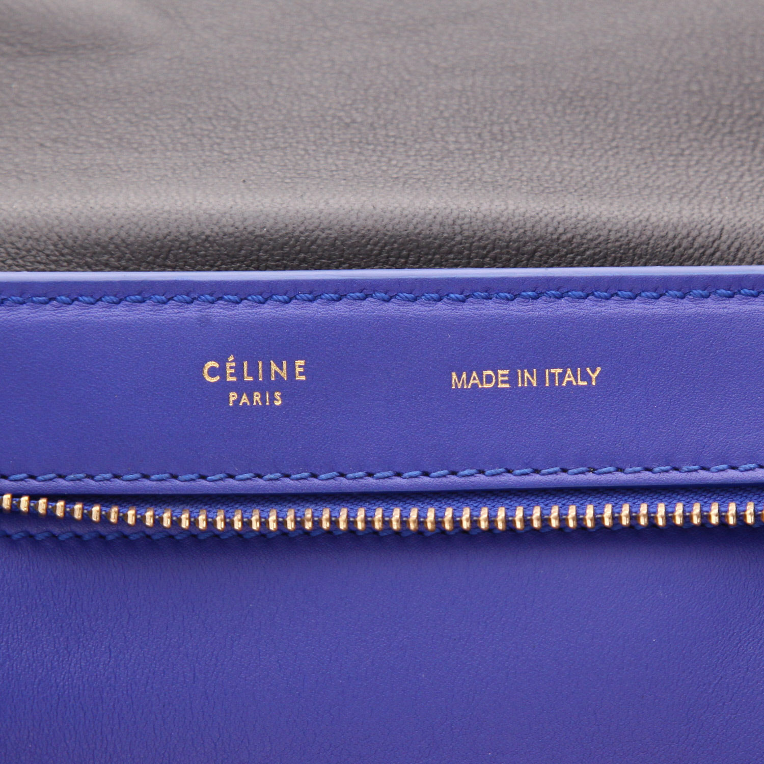 Borsa a spalla Celine  Trapeze modello medio  in pelle nera blu e rossa - Detail D2