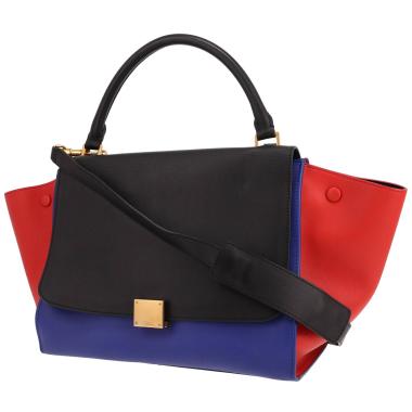 Celine  Trapeze medium model  shoulder bag  in black, blue and red leather
