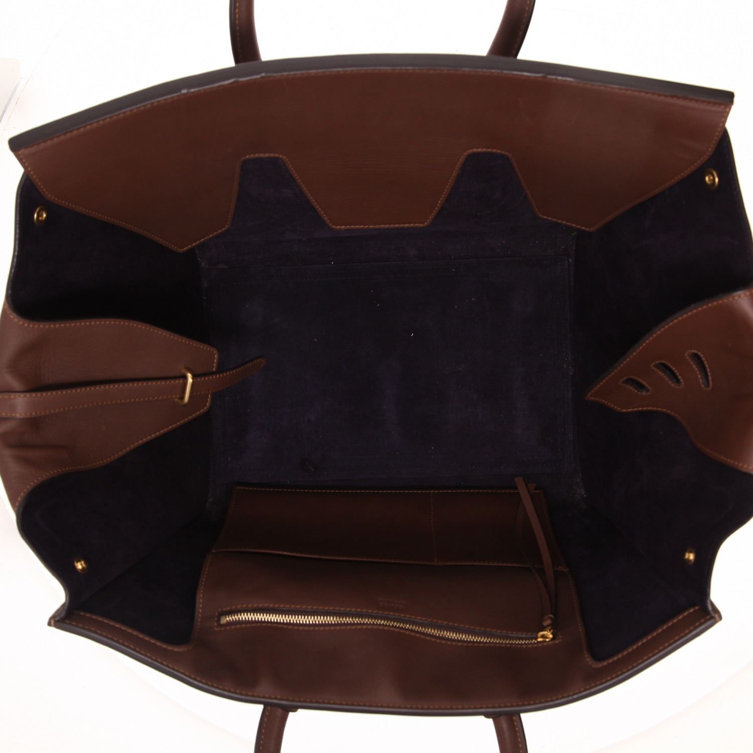 Bolso de mano Celine  Tie Bag en cuero marrón - Detail D3