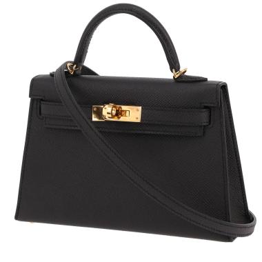 Bolso bandolera Hermès  Kelly 20 cm en cuero epsom negro