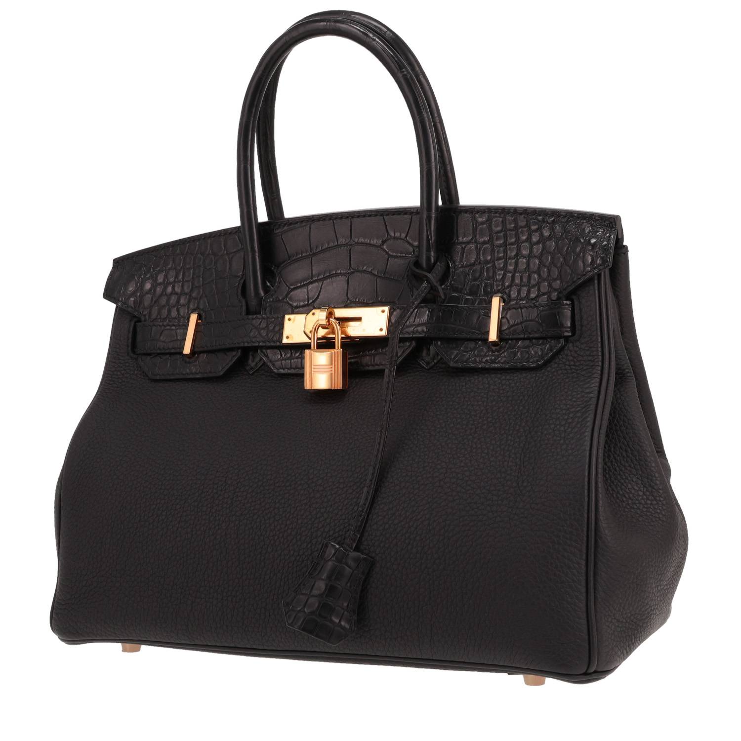 Hermès Birkin Touch 30 cm cuir togo alligator noir occasion Hermès Birkin Touch 30 cm cuir togo alligator noir occasion