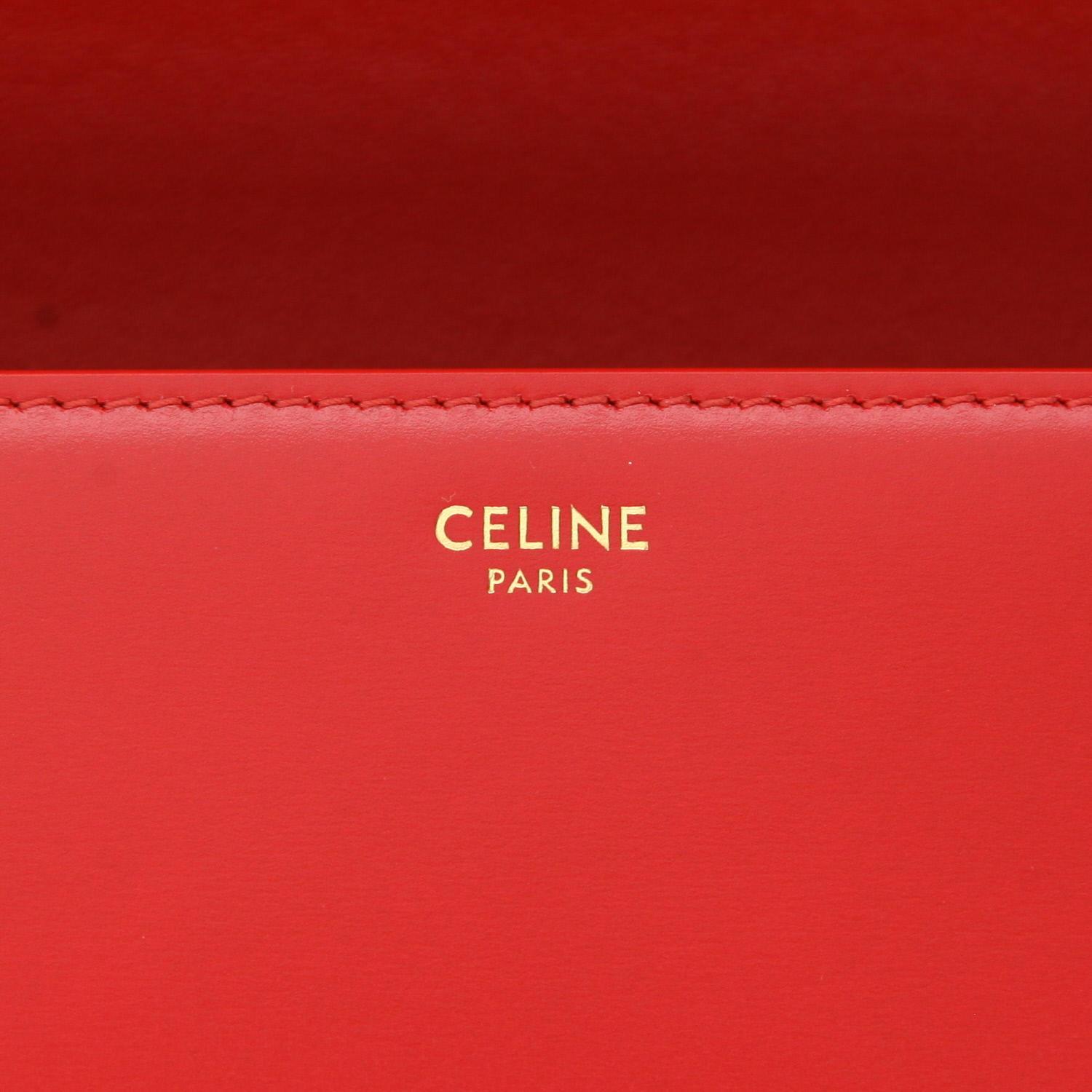 Borsa a tracolla Celine  Triomphe modello medio  in pelle rossa - Detail D2