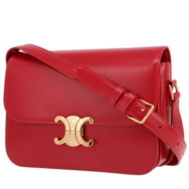 Bolso bandolera Celine  Triomphe modelo mediano  en cuero rojo