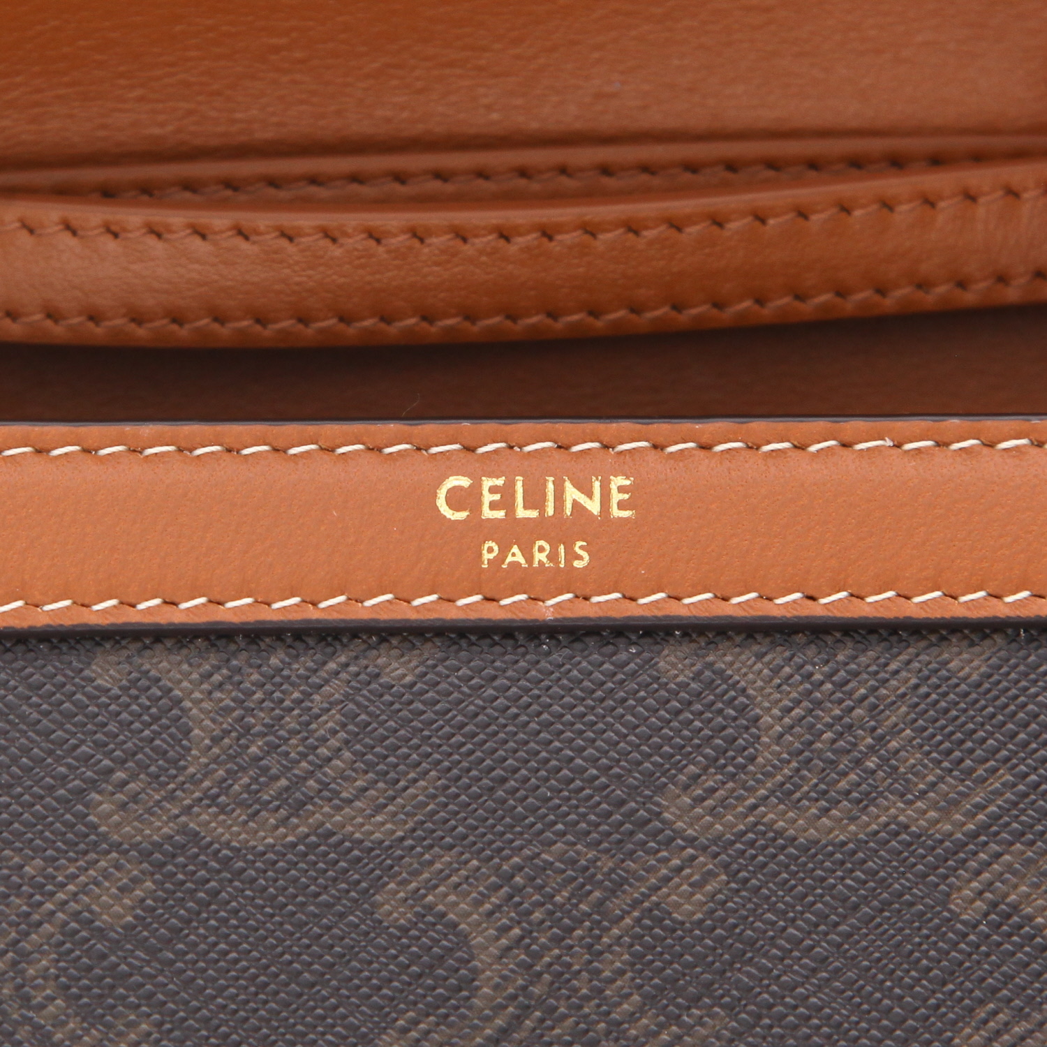 Sac bandoulière Celine  Margo en toile siglée et cuir marron - Detail D2