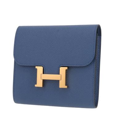 Portafogli Hermès  Constance Wallet in pelle Epsom blu