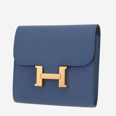 Portefeuille Hermès  Constance Wallet en cuir epsom bleu