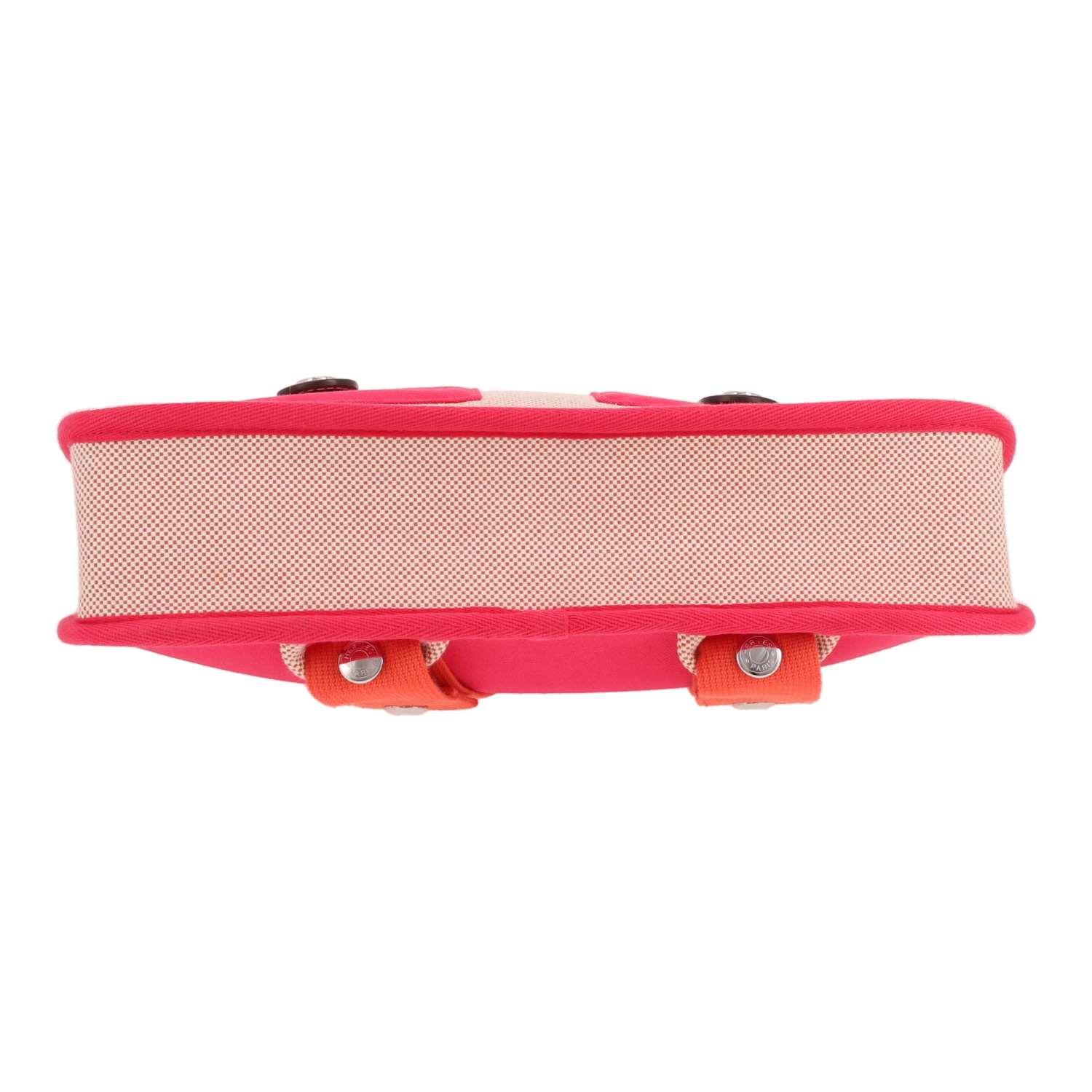 Hermès   backpack  in beige, pink and orange canvas  and gold leather - Detail D1